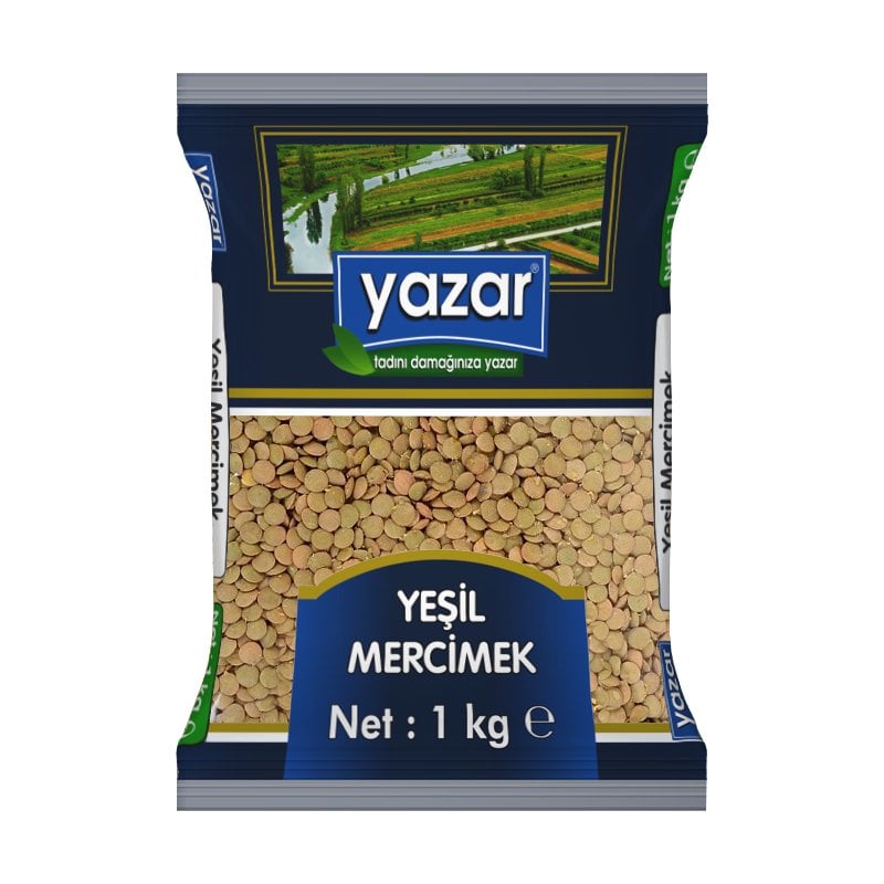 Yazar Yeşil Mercimek 1 Kg. x 12 Adet